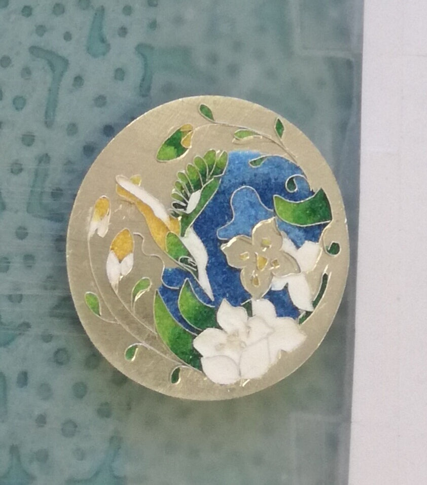 Pendentif CLOISONNÉ Colibri bleu