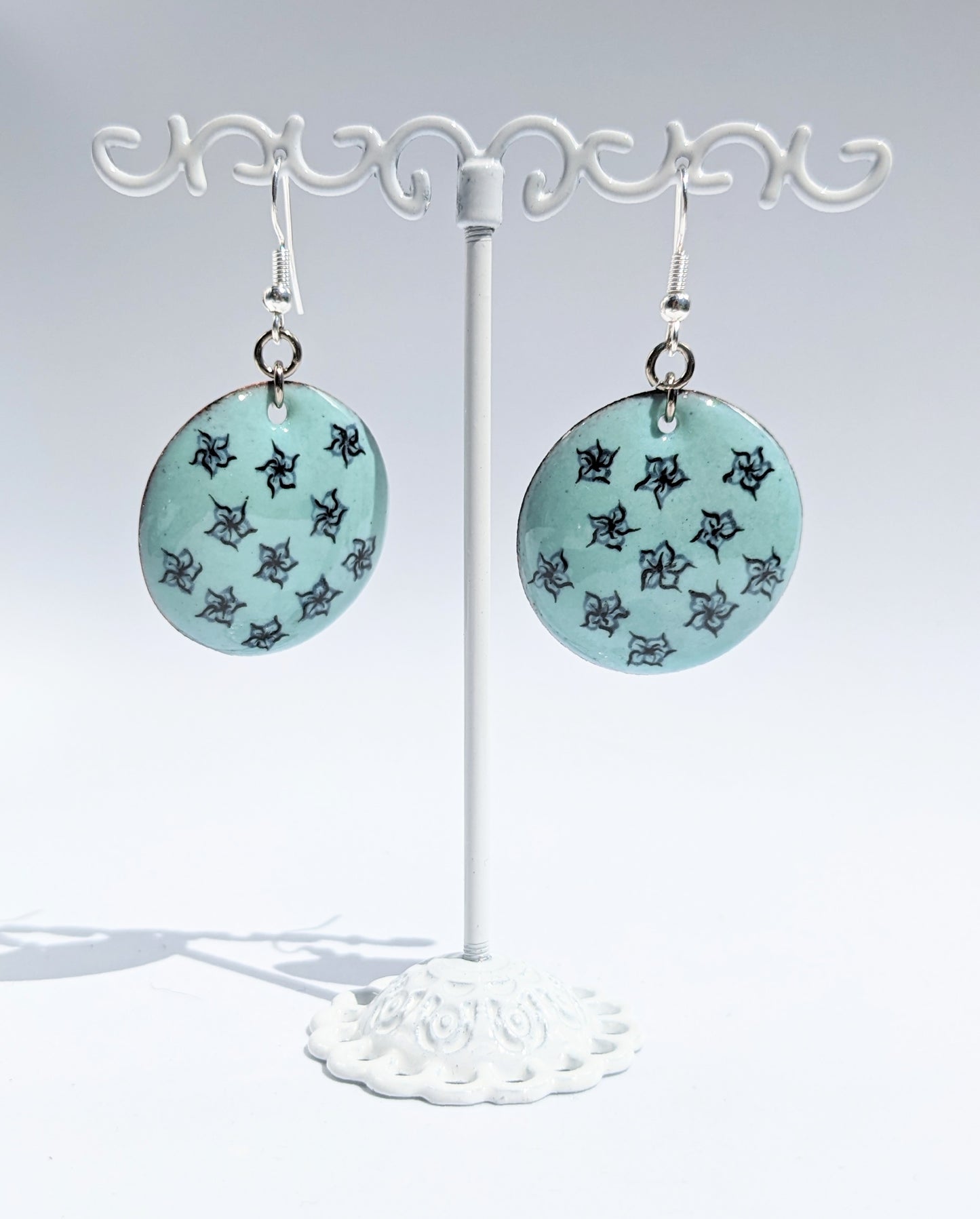 Boucles d'oreilles LOLA - modèle moyen rond vert d'eau