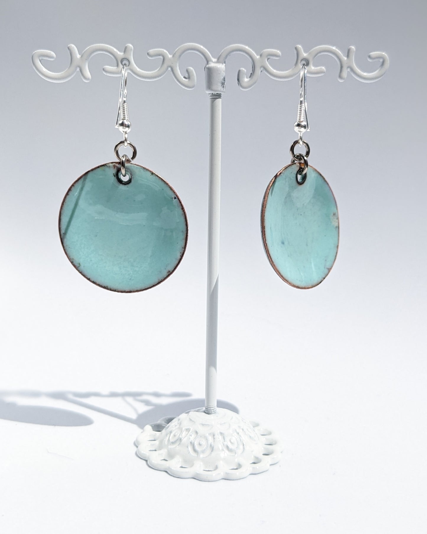 Boucles d'oreilles LOLA - modèle moyen rond vert d'eau