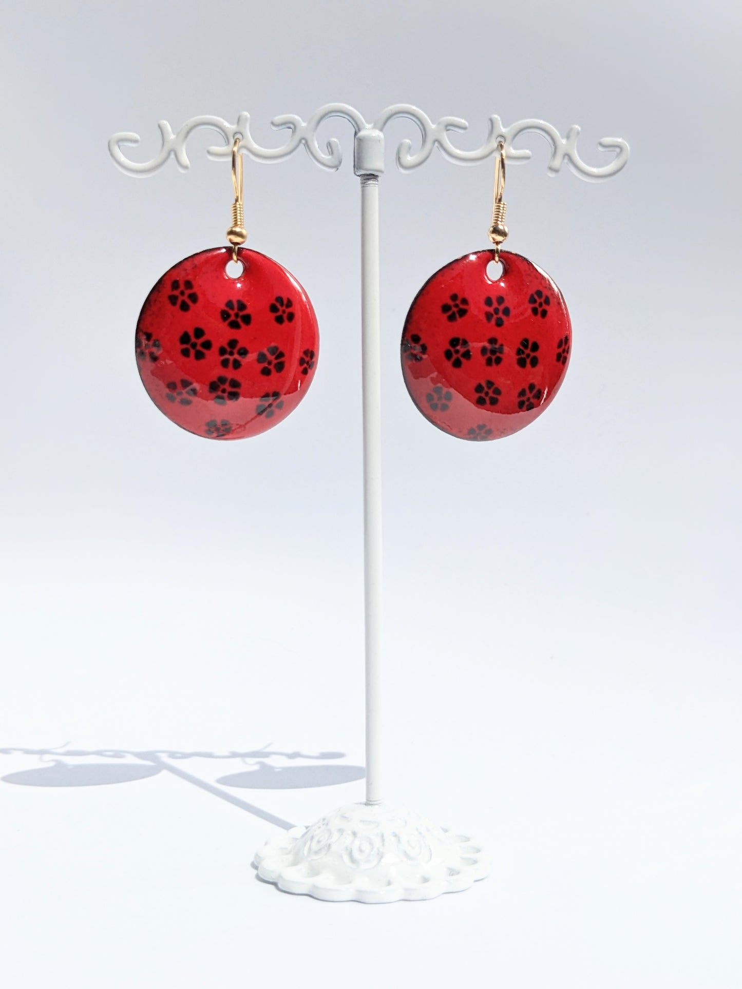 Boucles d'oreilles LOLA - modèle moyen rond rouge