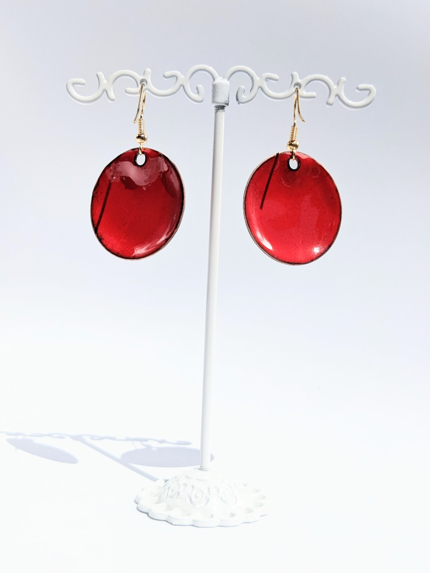 Boucles d'oreilles LOLA - modèle moyen rond rouge