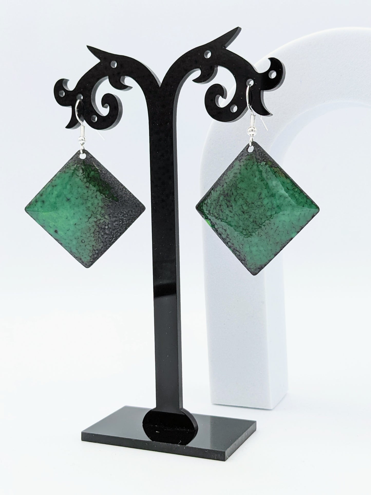 Boucles d'oreilles VERT PASSION losange