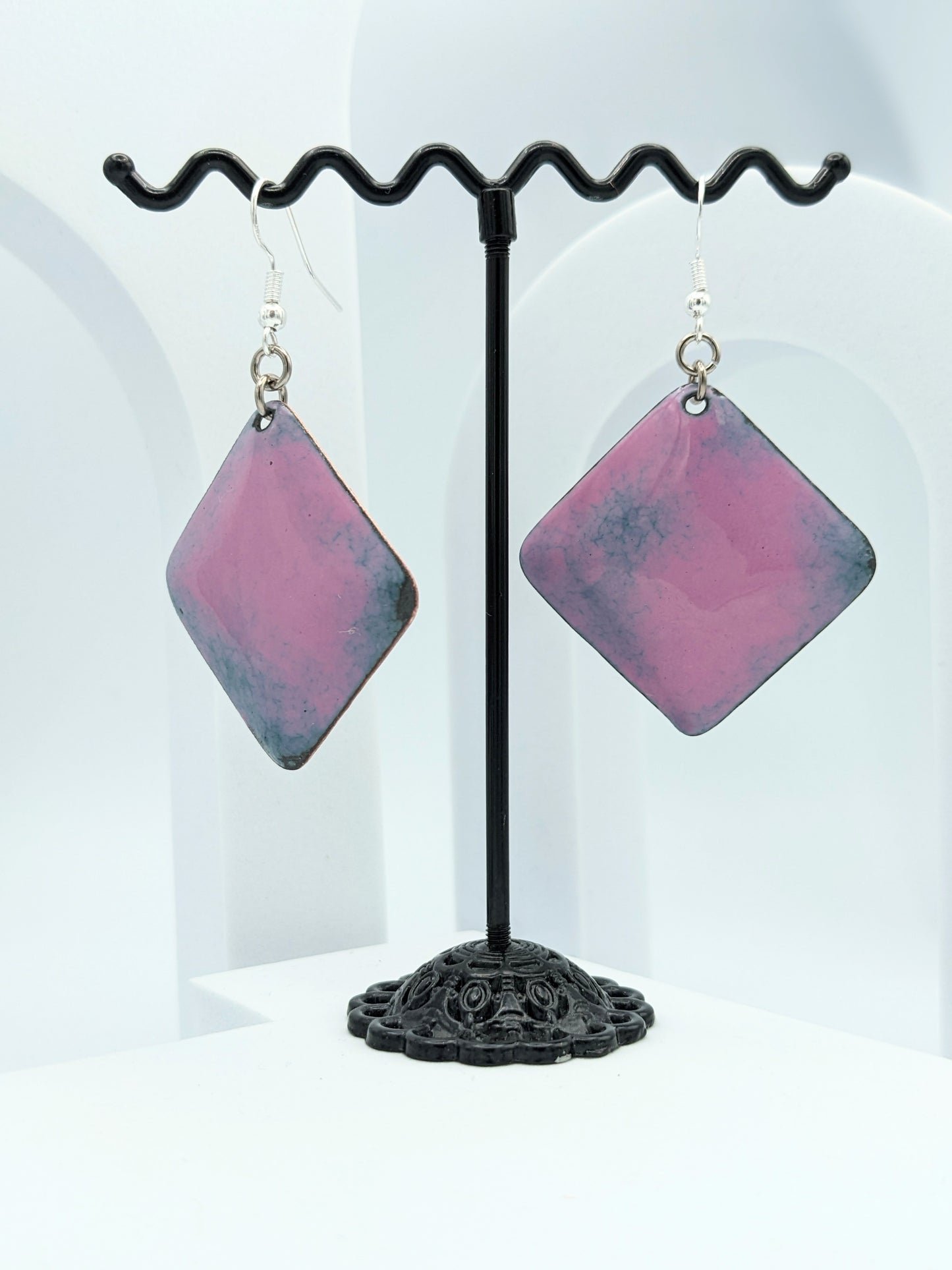 Boucles d'oreilles ROSE PASSION grand losange