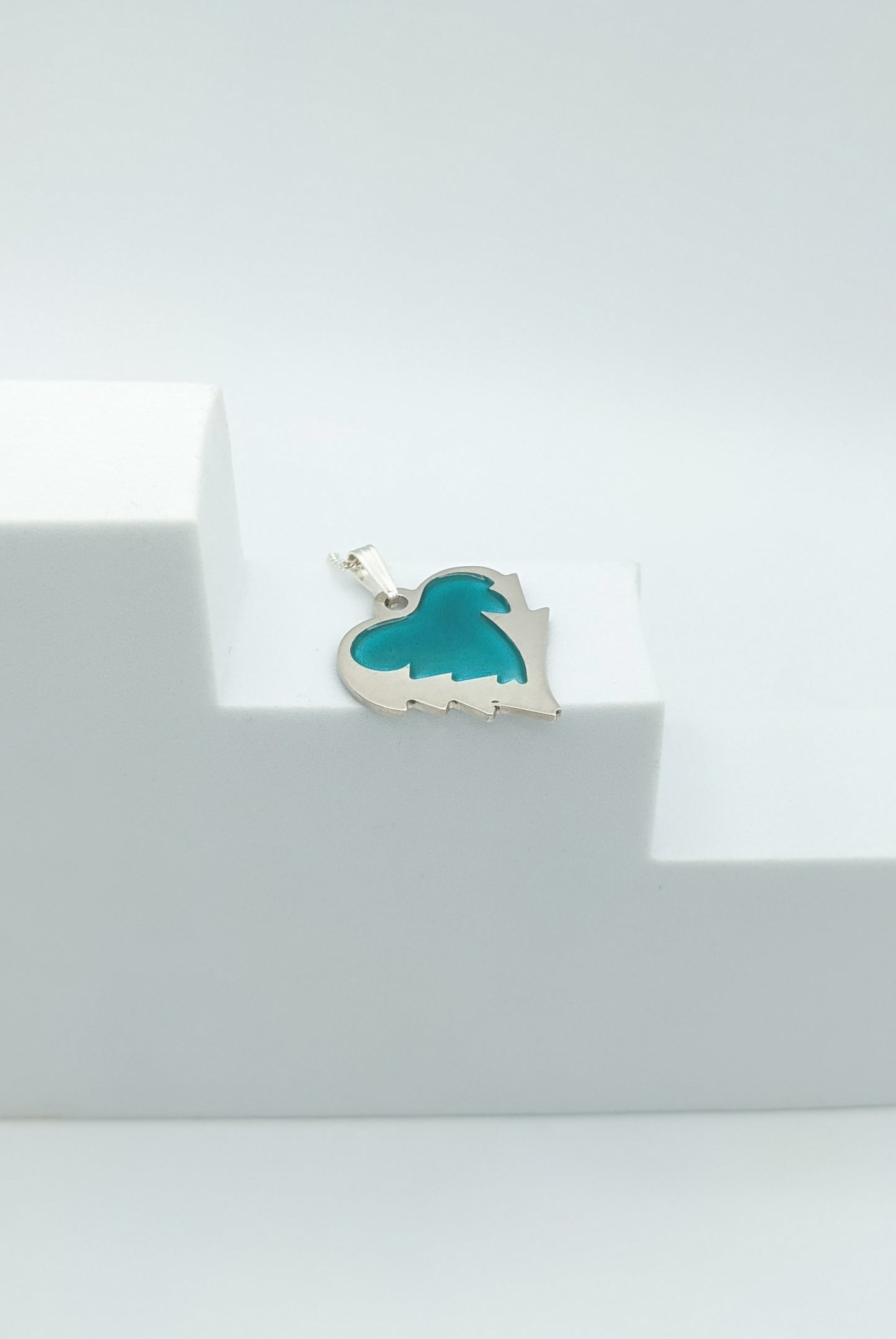 Pendentif coeur bleu lagon