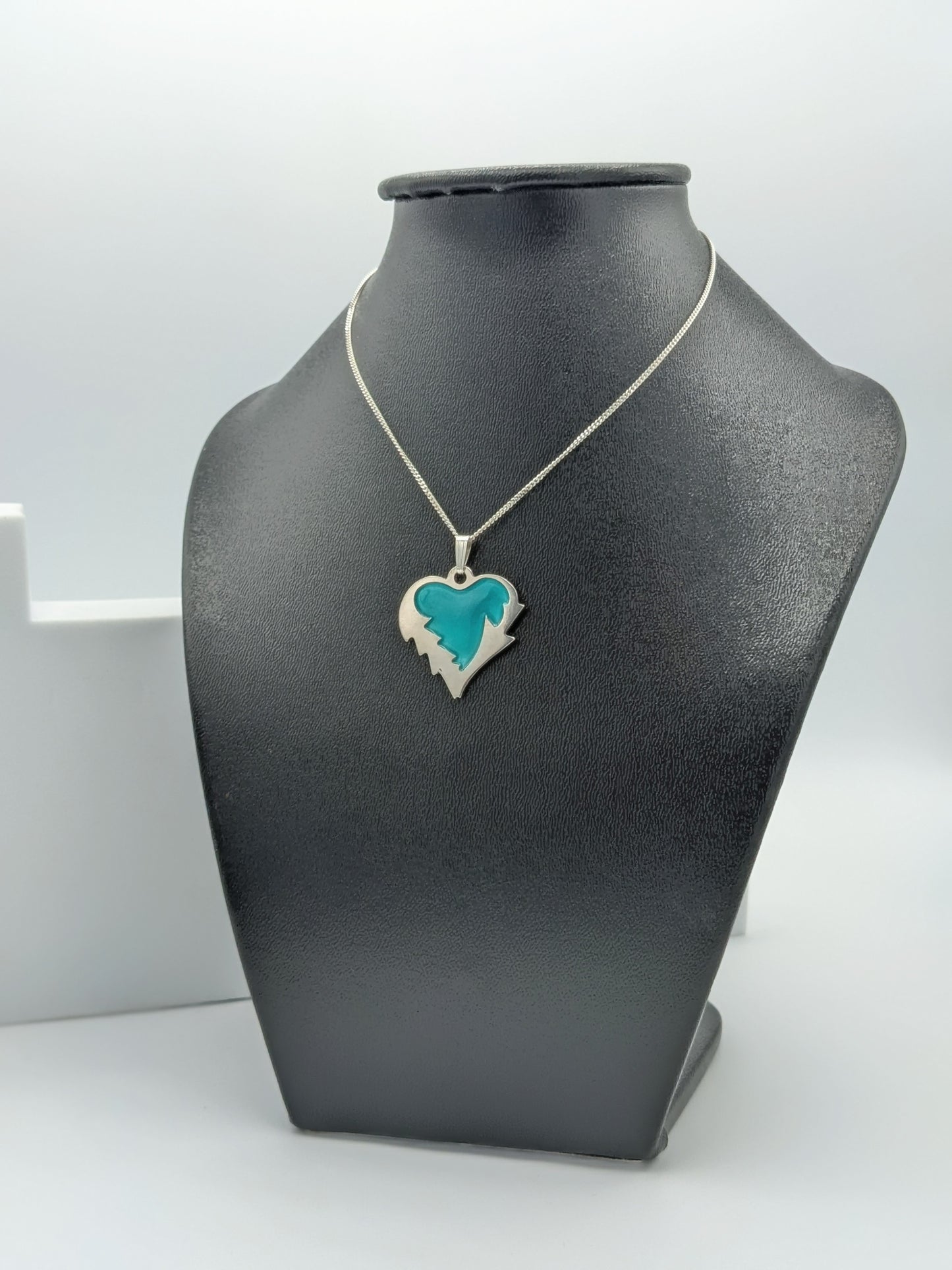 Pendentif coeur bleu lagon