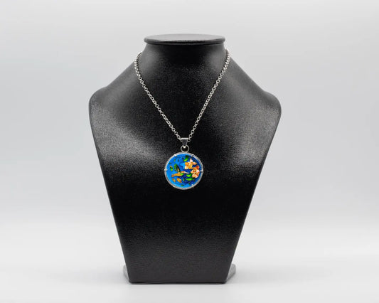 Pendentif CLOISONNÉ Colibri bleu