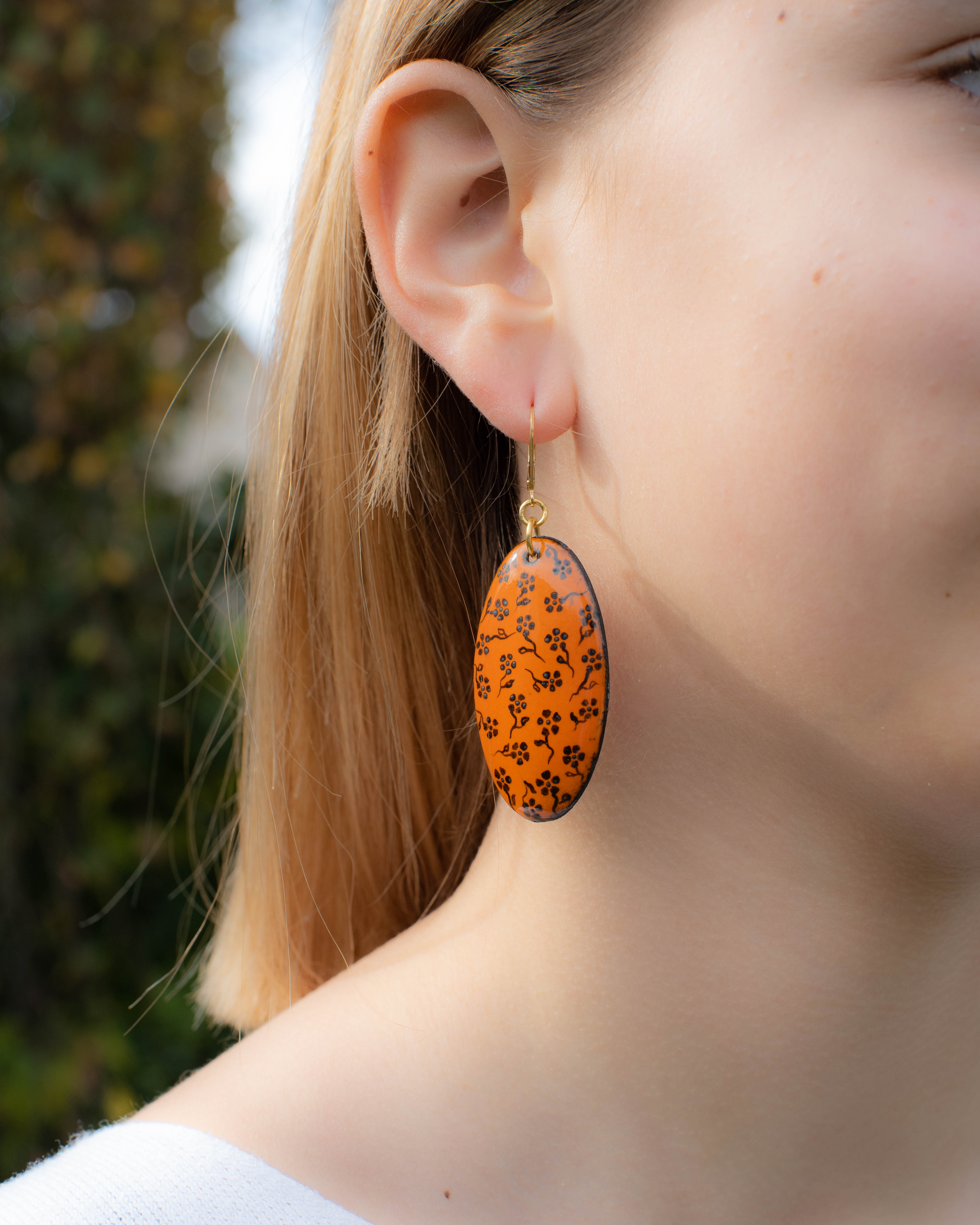 Boucles d'oreilles LOLA - grand modèle ovale orange