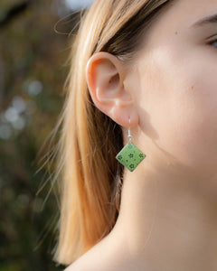 Boucles d'oreilles LOLA - petit modèle losange vert
