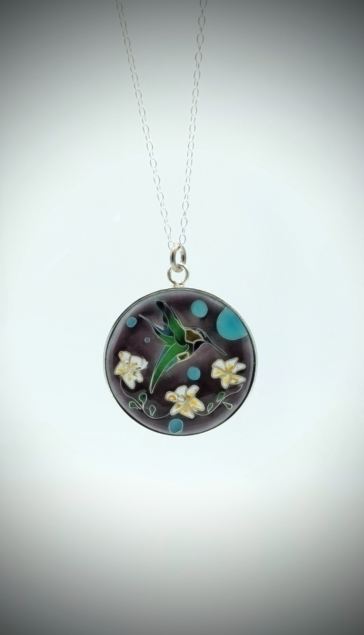 Pendentif CLOISONNÉ Colibri Violet