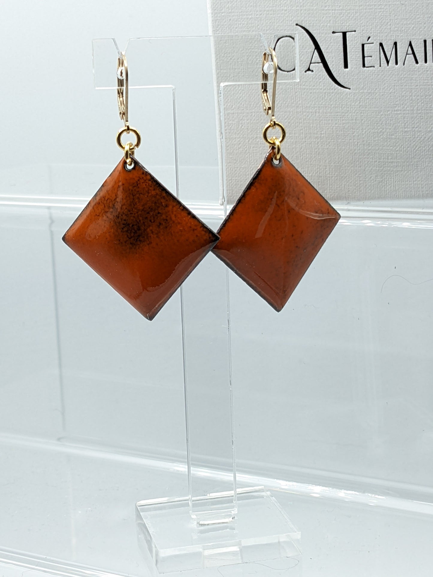 Boucles d'oreilles ORANGE PASSION losange