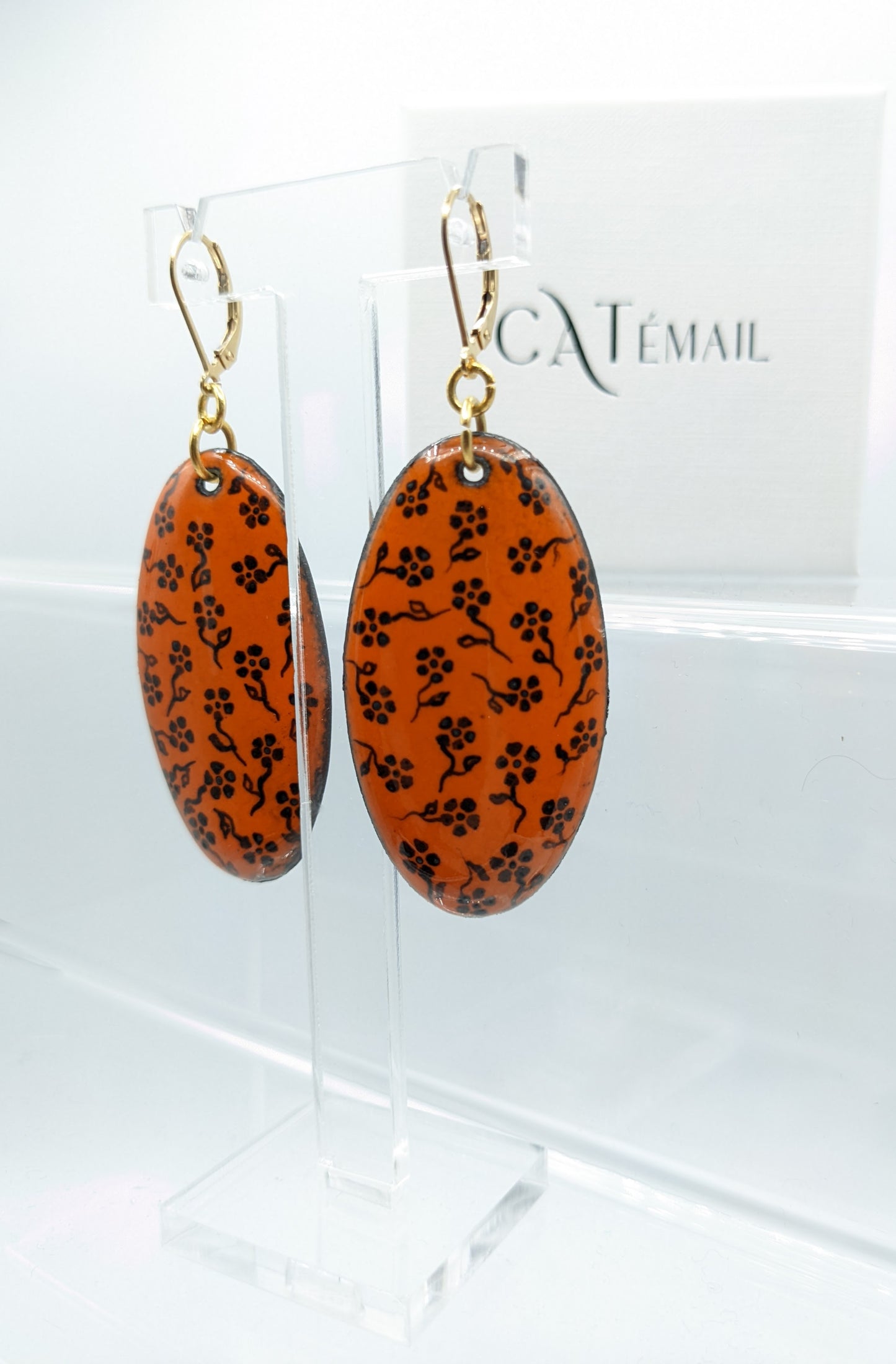 Boucles d'oreilles LOLA - grand modèle ovale orange