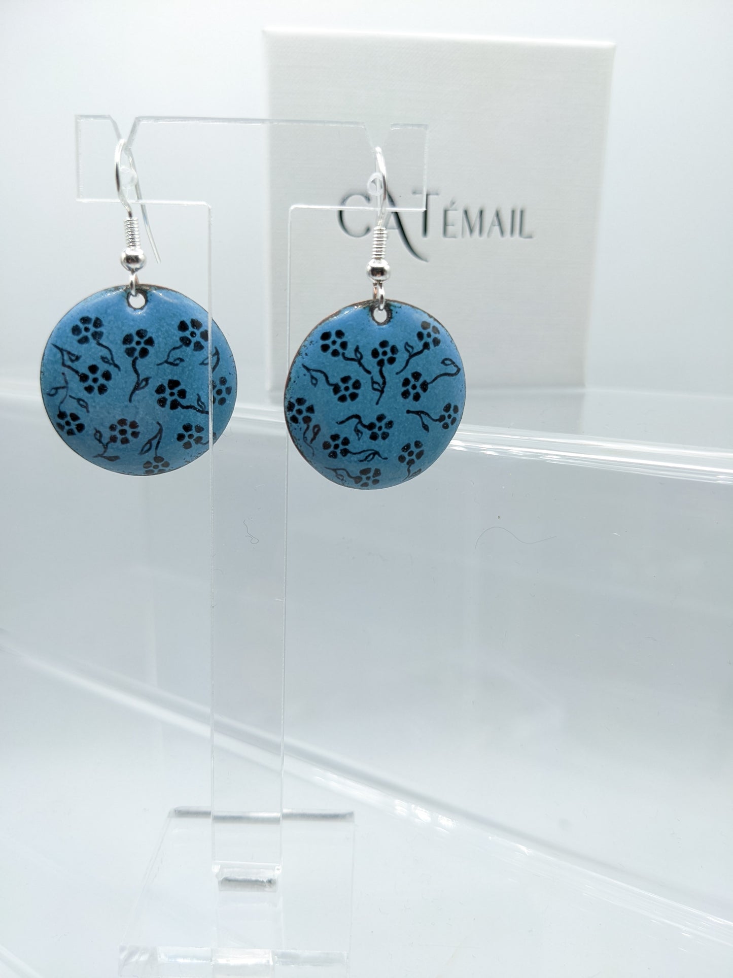 Boucles d'oreilles LOLA - modèle moyen rond bleu