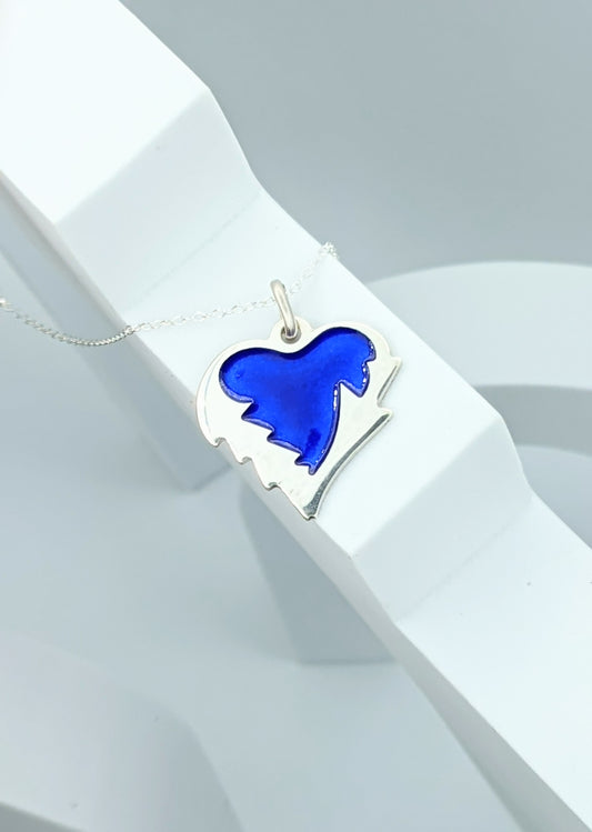 Pendentif coeur bleu électrique