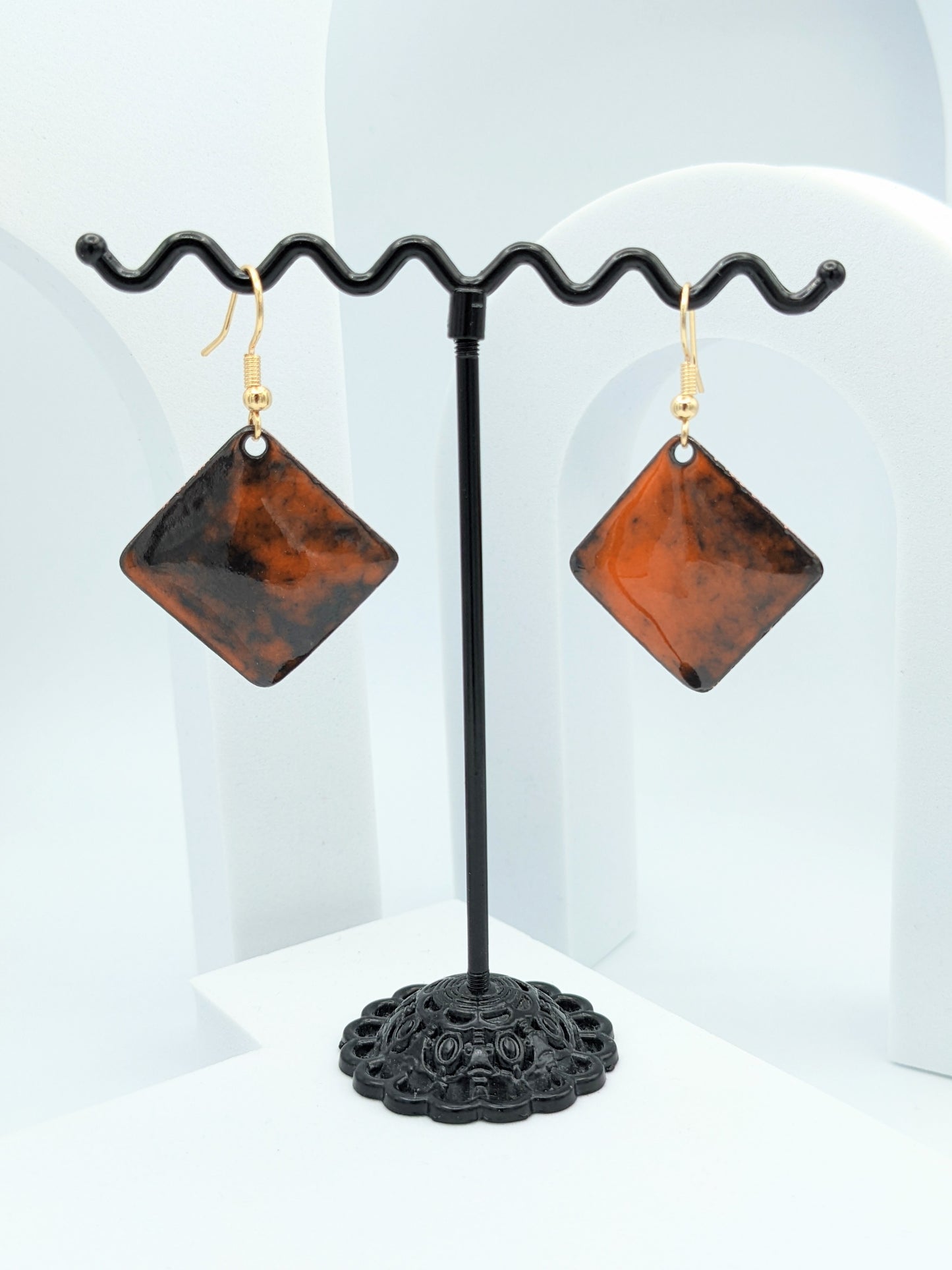 Boucles d'oreilles ORANGE PASSION losange