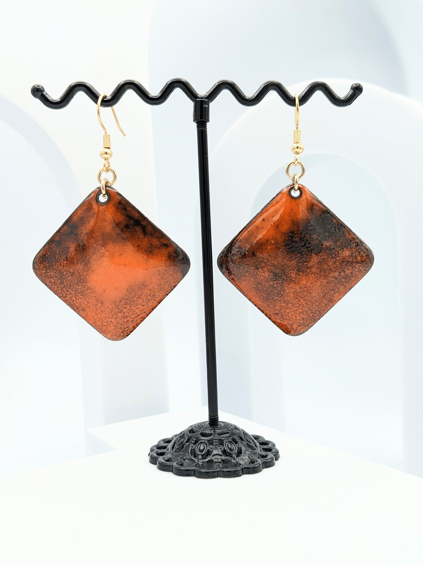 Boucles d'oreilles ORANGE PASSION grand losange