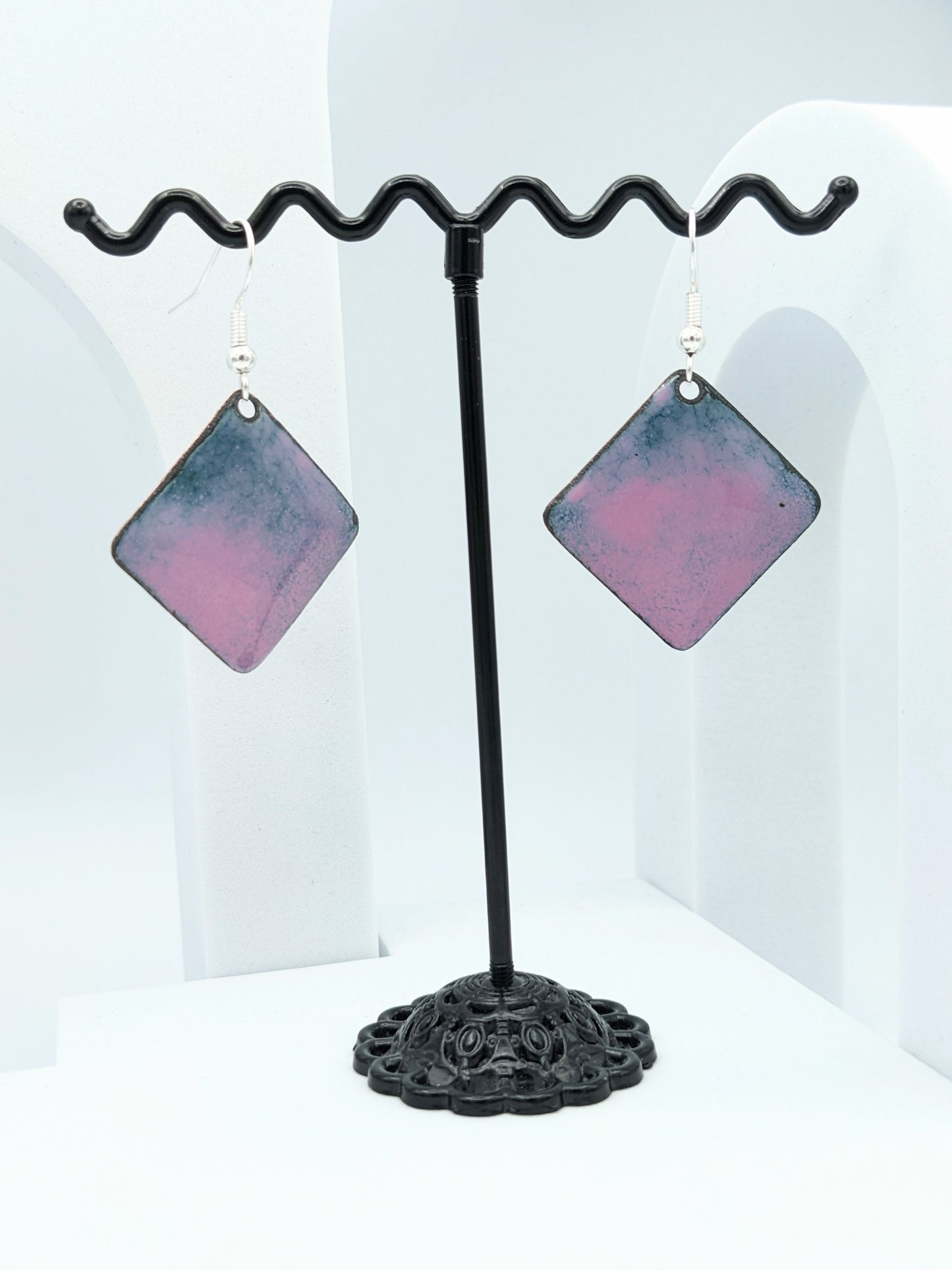 Boucles d'oreilles ROSE PASSION losange