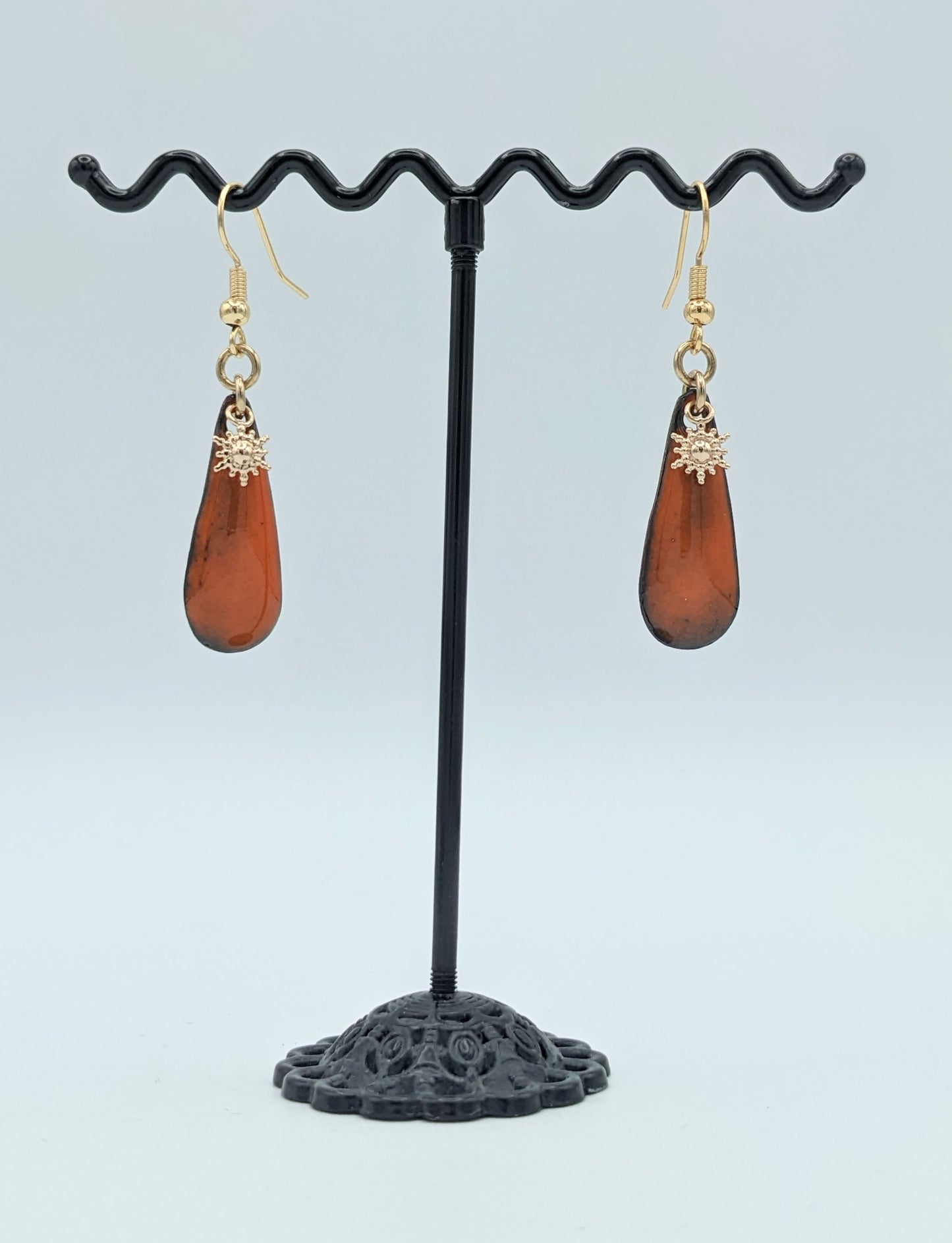Boucles d'oreilles ORANGE fine goutte